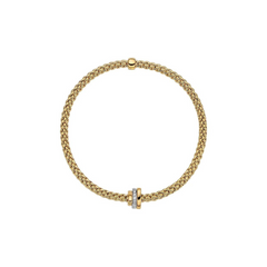 Prima Flex'It 18ct Yellow Gold Bracelet With A Grain Set Diamond Rondel