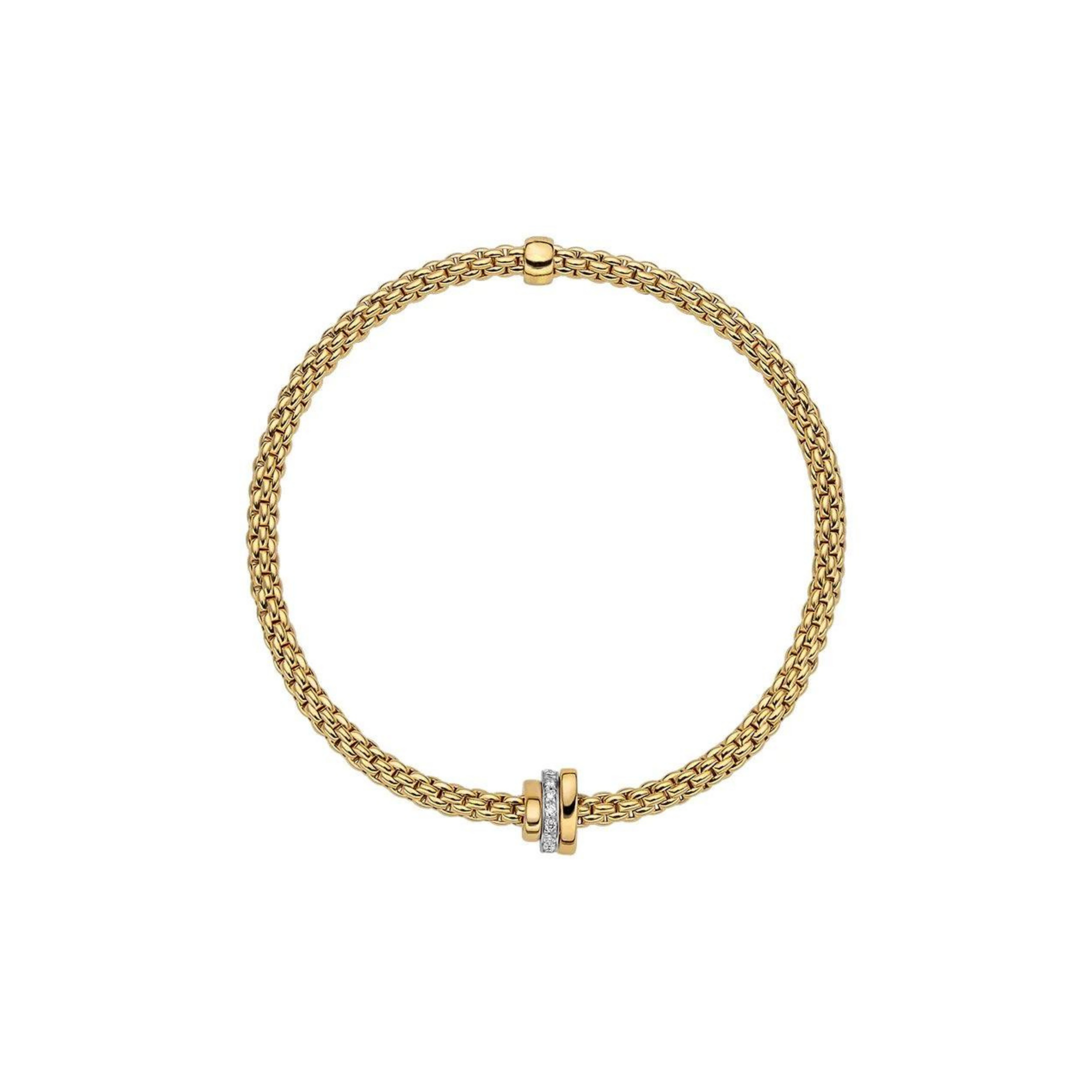 Prima Flex'It 18ct Yellow Gold Bracelet With A Grain Set Diamond Rondel