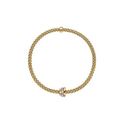 Prima Flex'It 18ct Yellow Gold Bracelet With A Grain Set Diamond Rondel