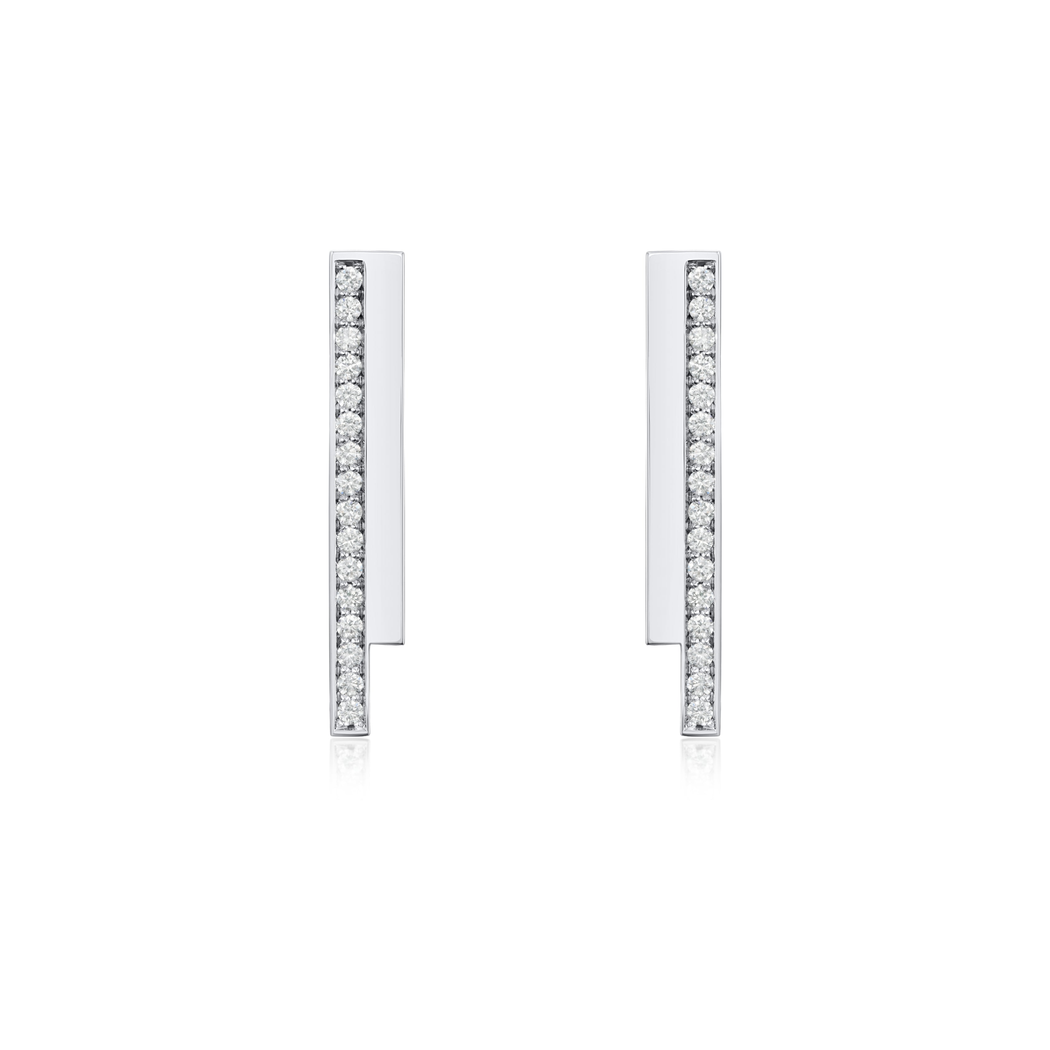 Skyline 2mm Diamond-Set Double Bar Drop Earrings