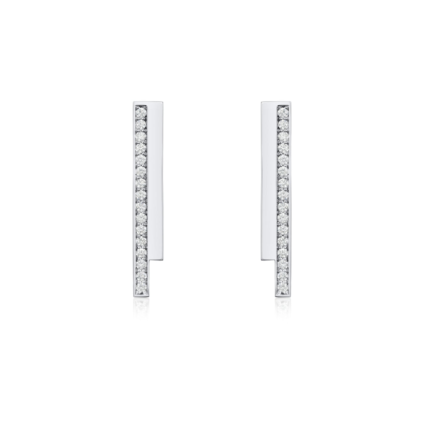 Skyline 2mm Diamond-Set Double Bar Drop Earrings