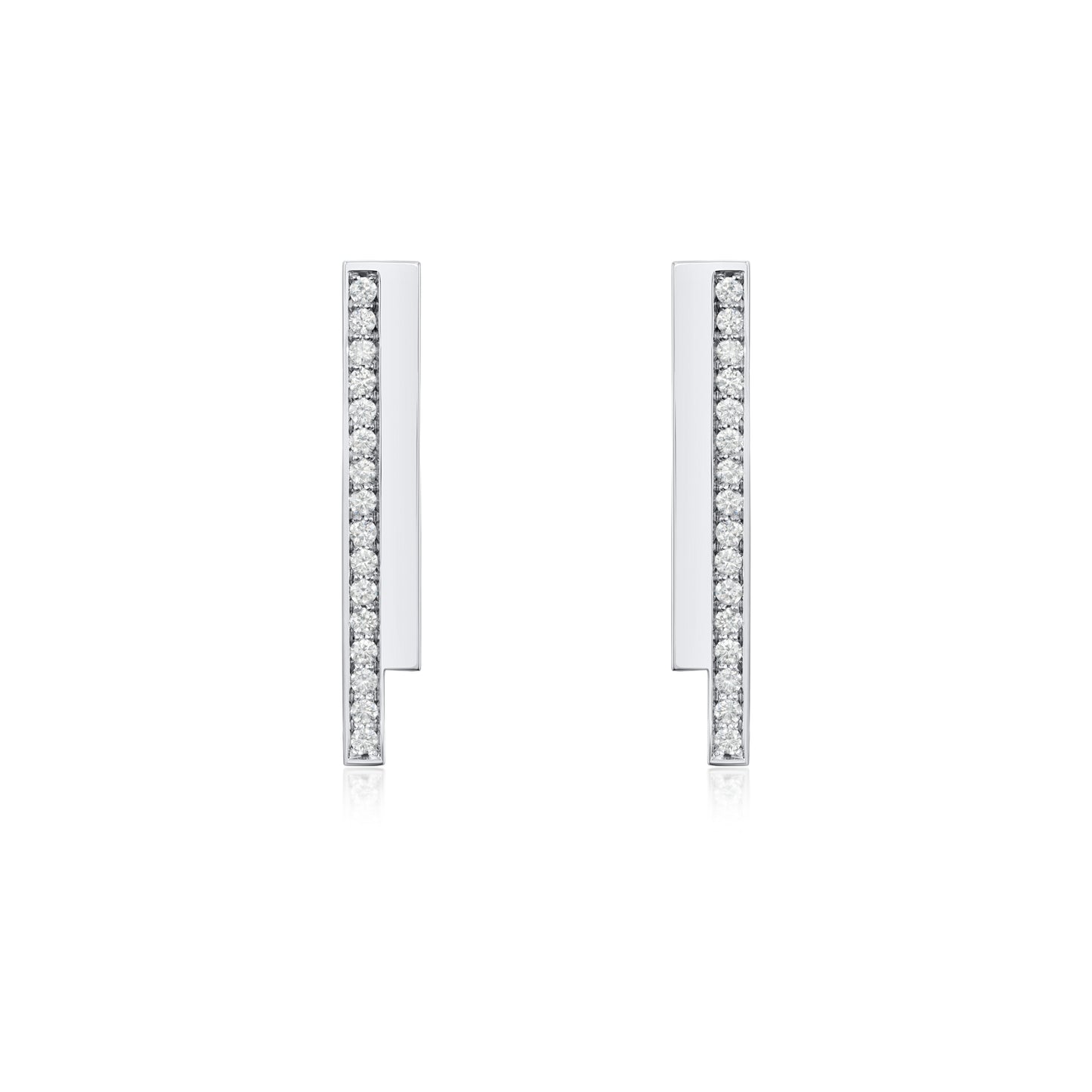 Skyline Collection Two Row Diamond Set Platinum Drop Earrings