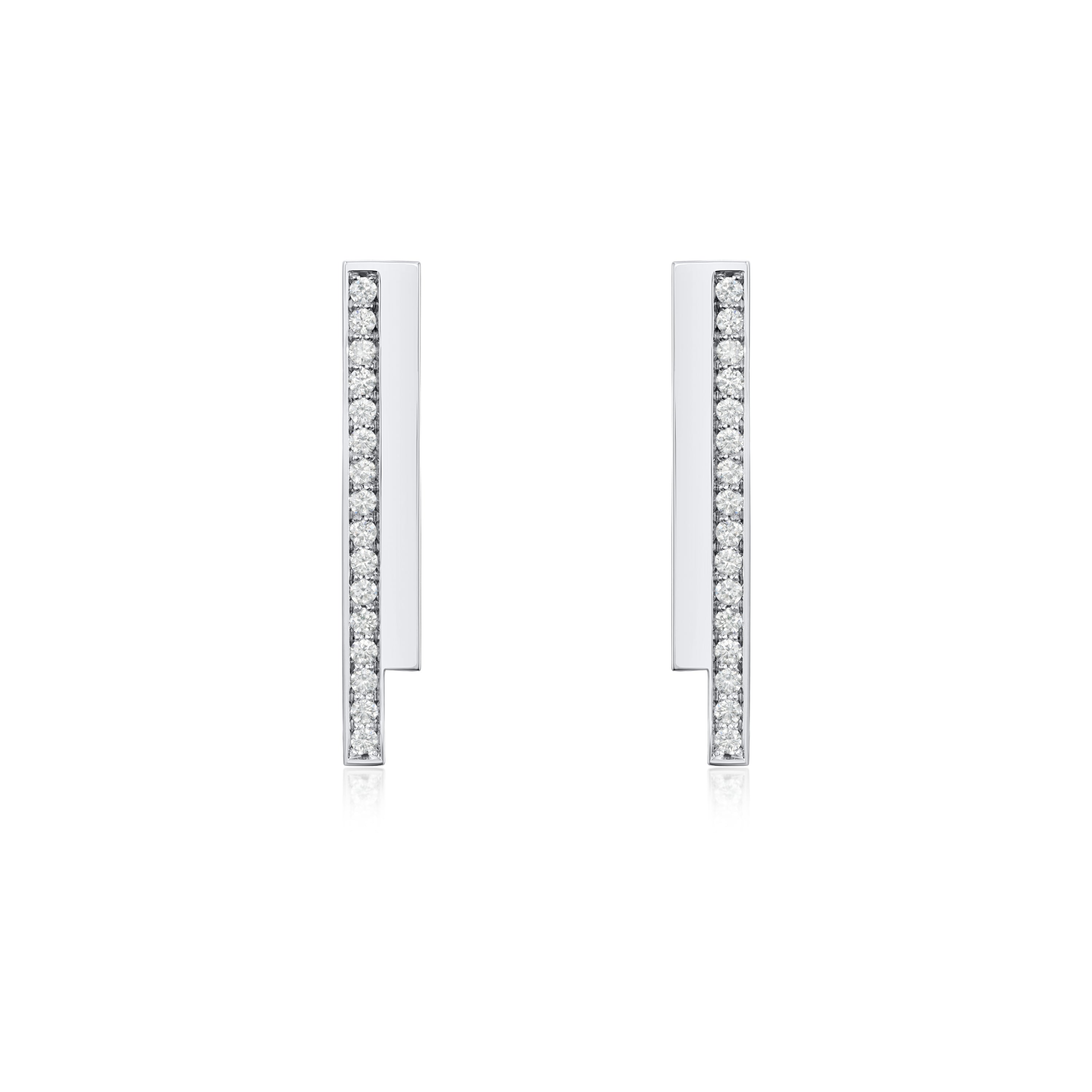 Skyline 2mm Diamond-Set Double Bar Drop Earrings