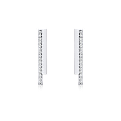 Skyline Collection Two Row Diamond Set Platinum Drop Earrings