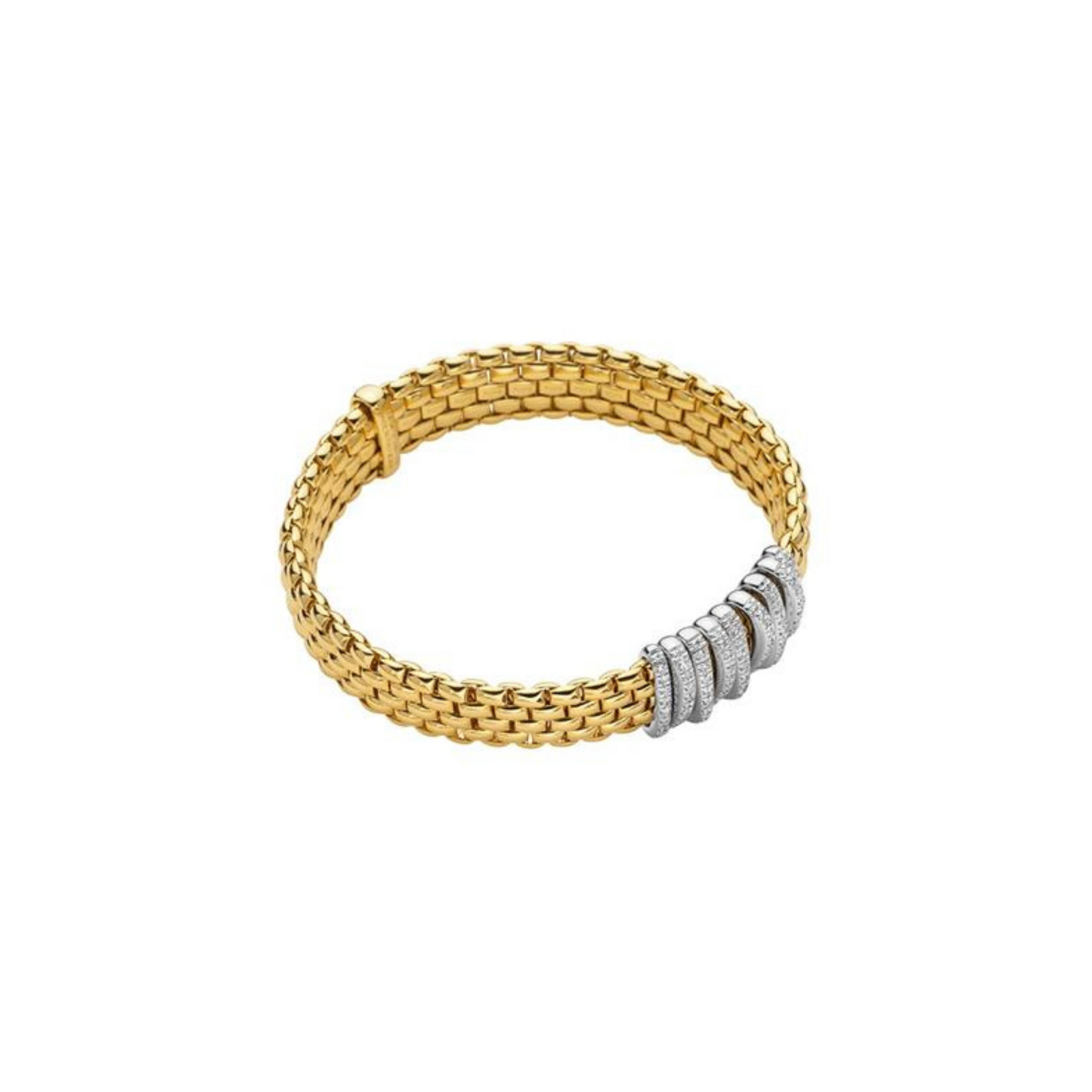 Panorama Flex'It 18ct Yellow Gold Bracelet With Diamond Set Rondels