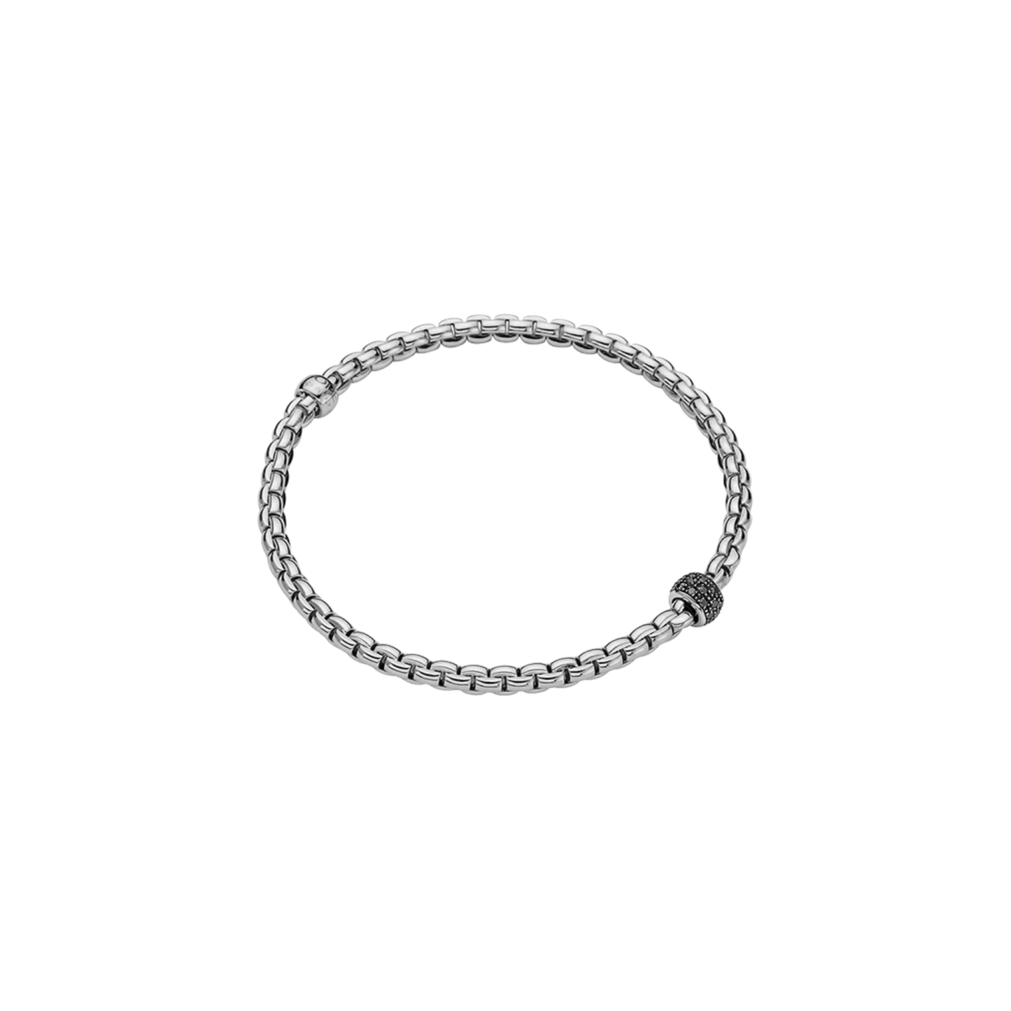 Eka 18ct White Gold Bracelet With A Pavé Set Black Diamond Rondel