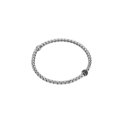 Eka 18ct White Gold Bracelet With A Pavé Set Black Diamond Rondel