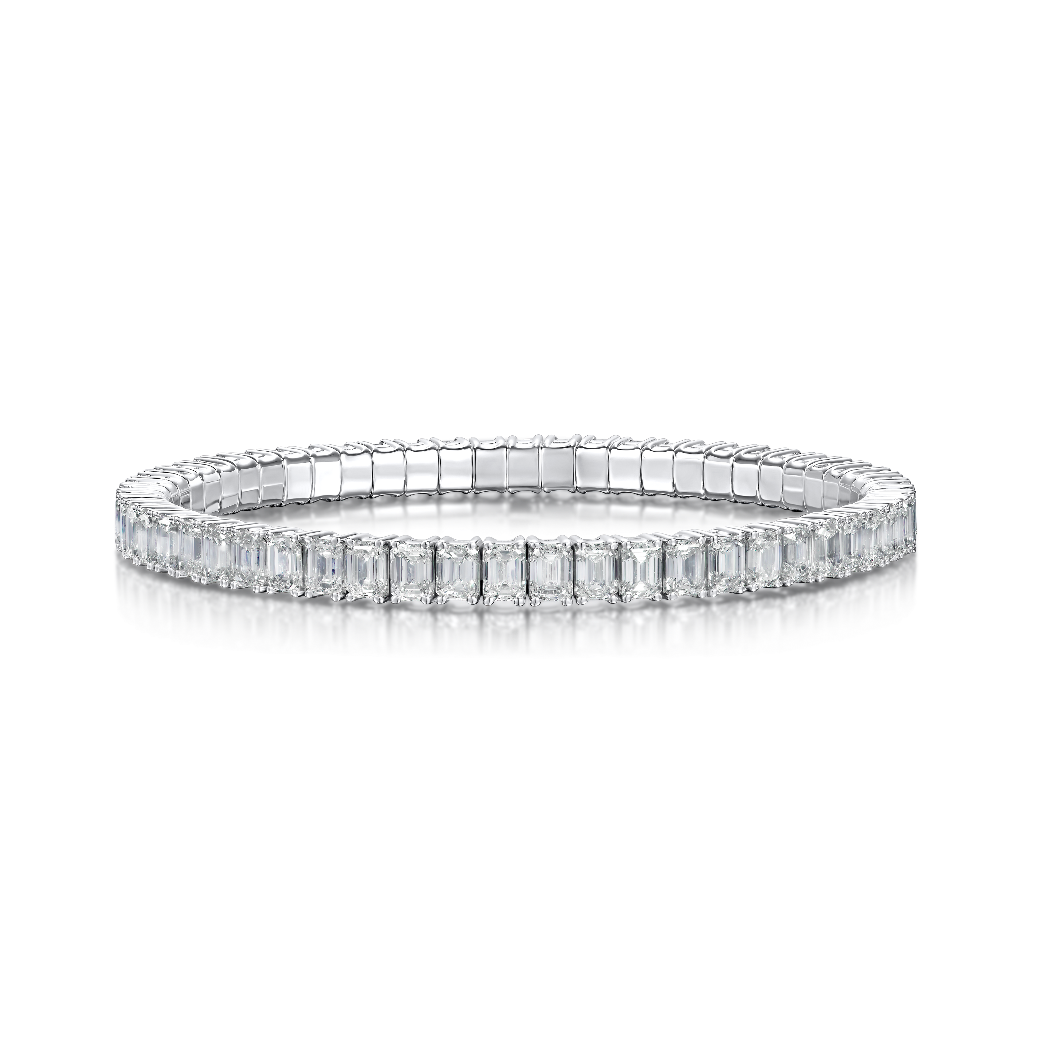 14.15cts 18ct White Gold Emerald-Cut Diamond Flexi Bracelet