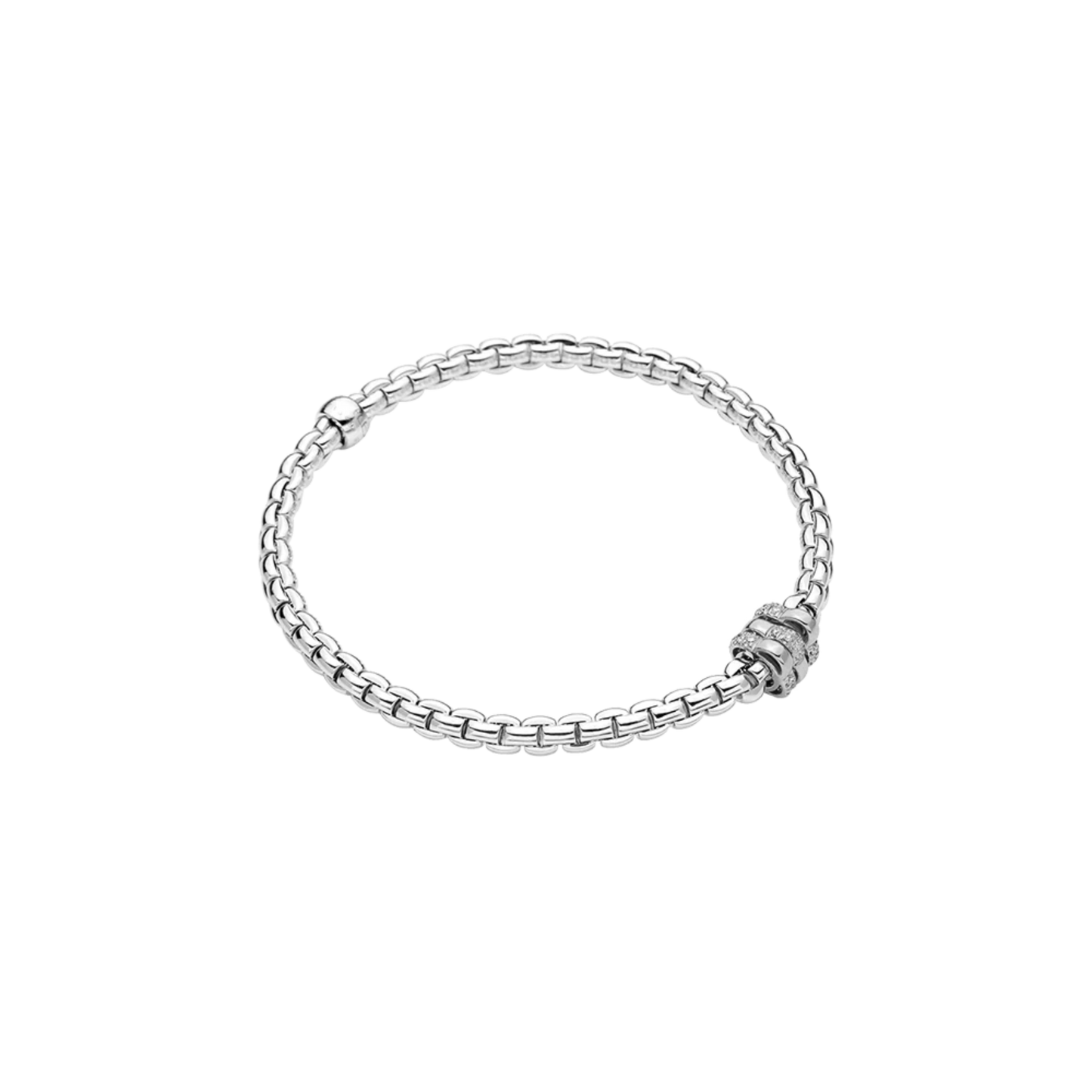 Eka Flex'it 18ct White Gold Bracelet With Three Pavé Diamond Rondels