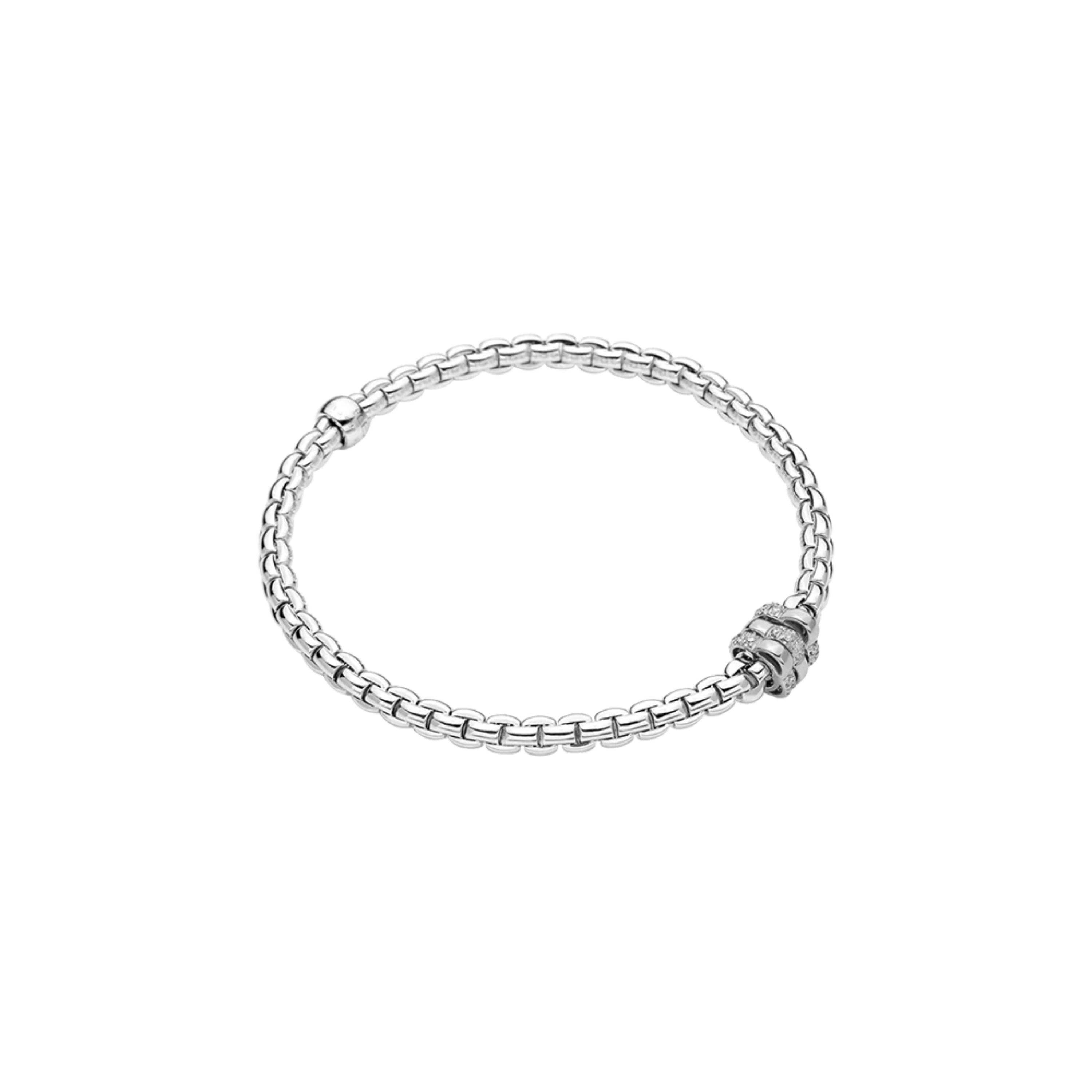 Eka Flex'it 18ct White Gold Bracelet With Three Pavé Diamond Rondels