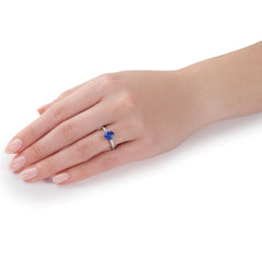 1.83cts Oval-Shape Blue Sapphire and Diamond Ring