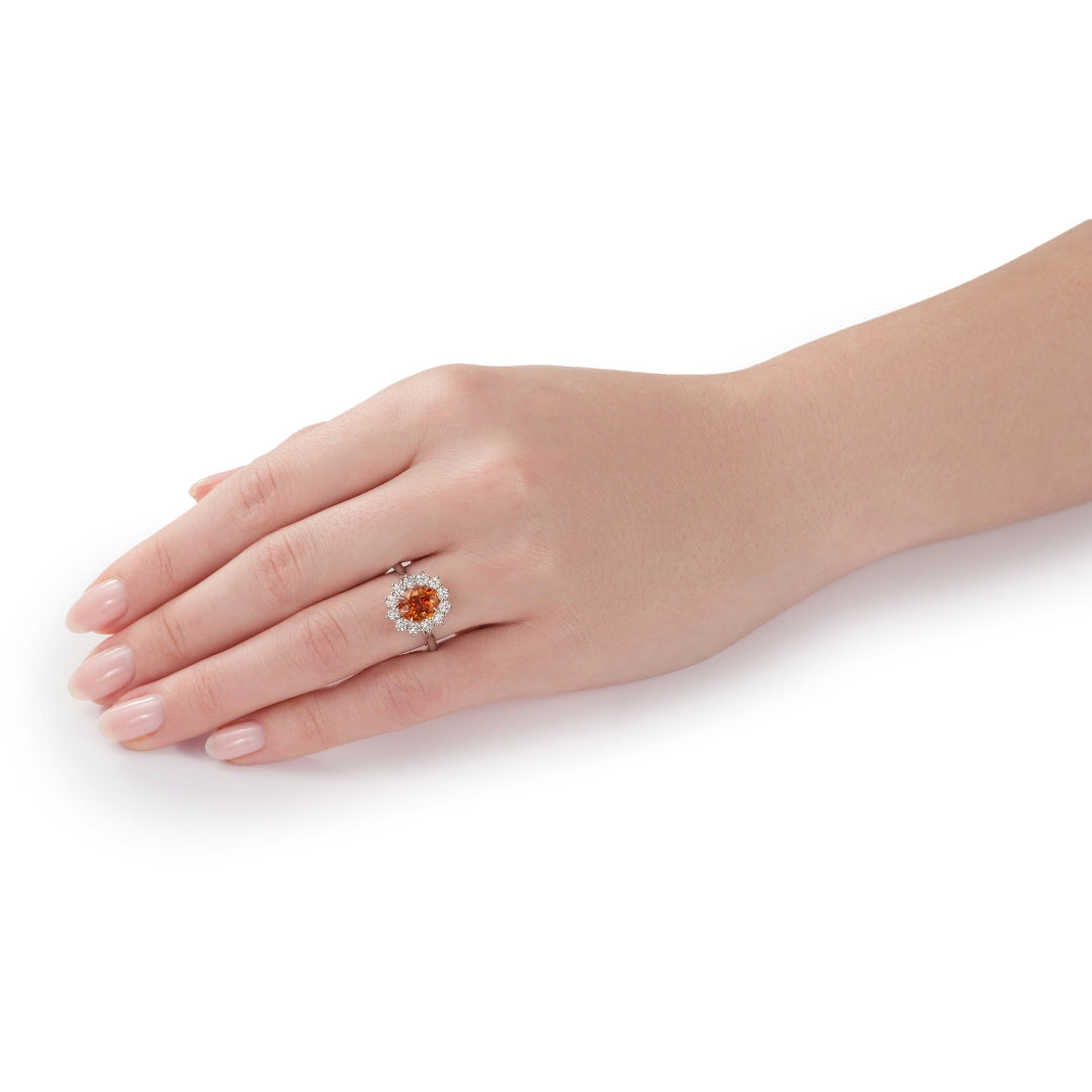 3.21cts Mandarin Garnet and Diamond Ravello Cluster Ring