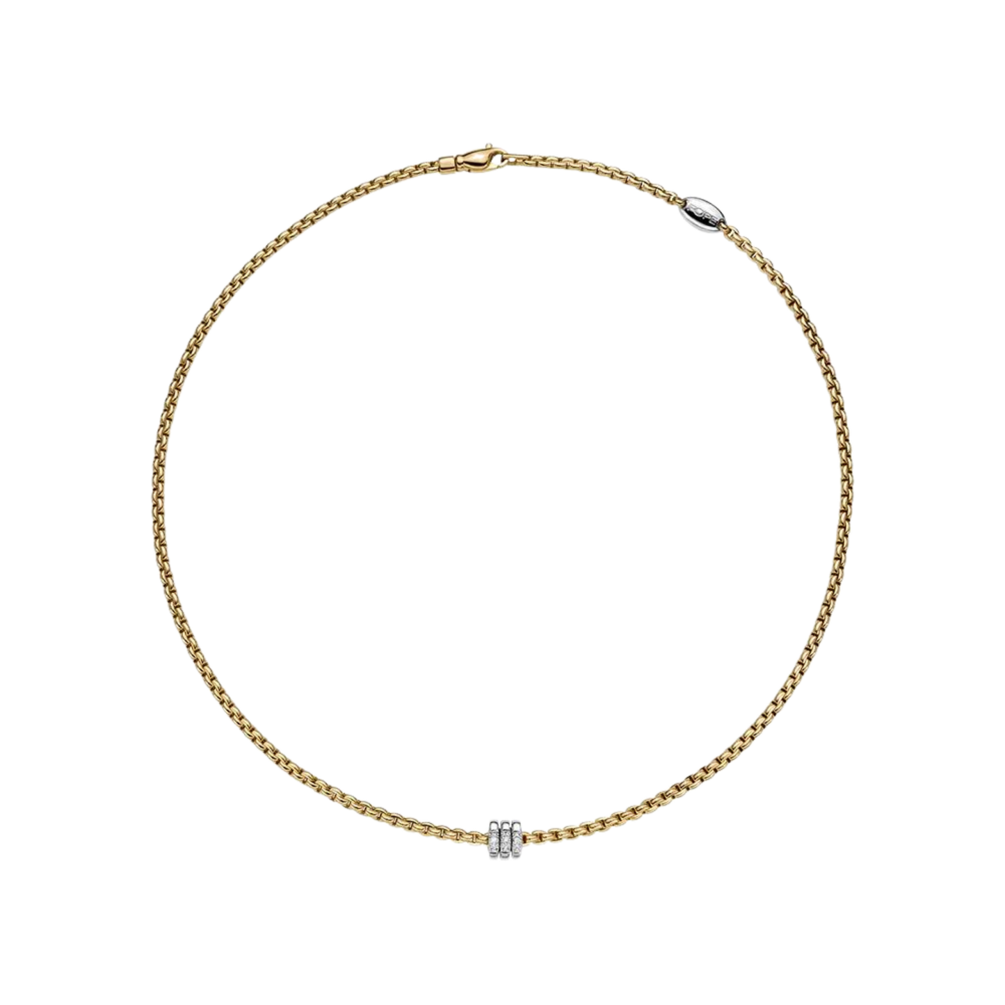 Eka 18ct Yellow Gold Necklace With Three Pavé Diamond Rondels