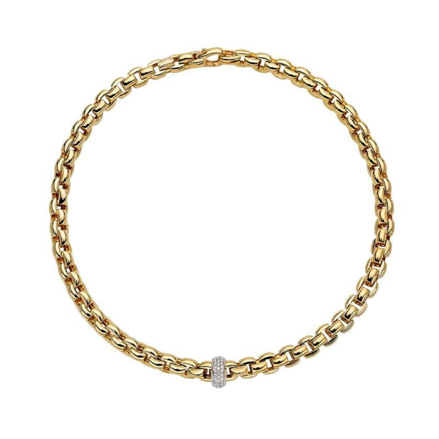 Eka Flex'it 18ct Yellow Gold Necklace With A Grain Set Diamond Rondel