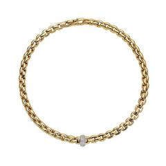 Eka Flex'it 18ct Yellow Gold Necklace With A Grain Set Diamond Rondel