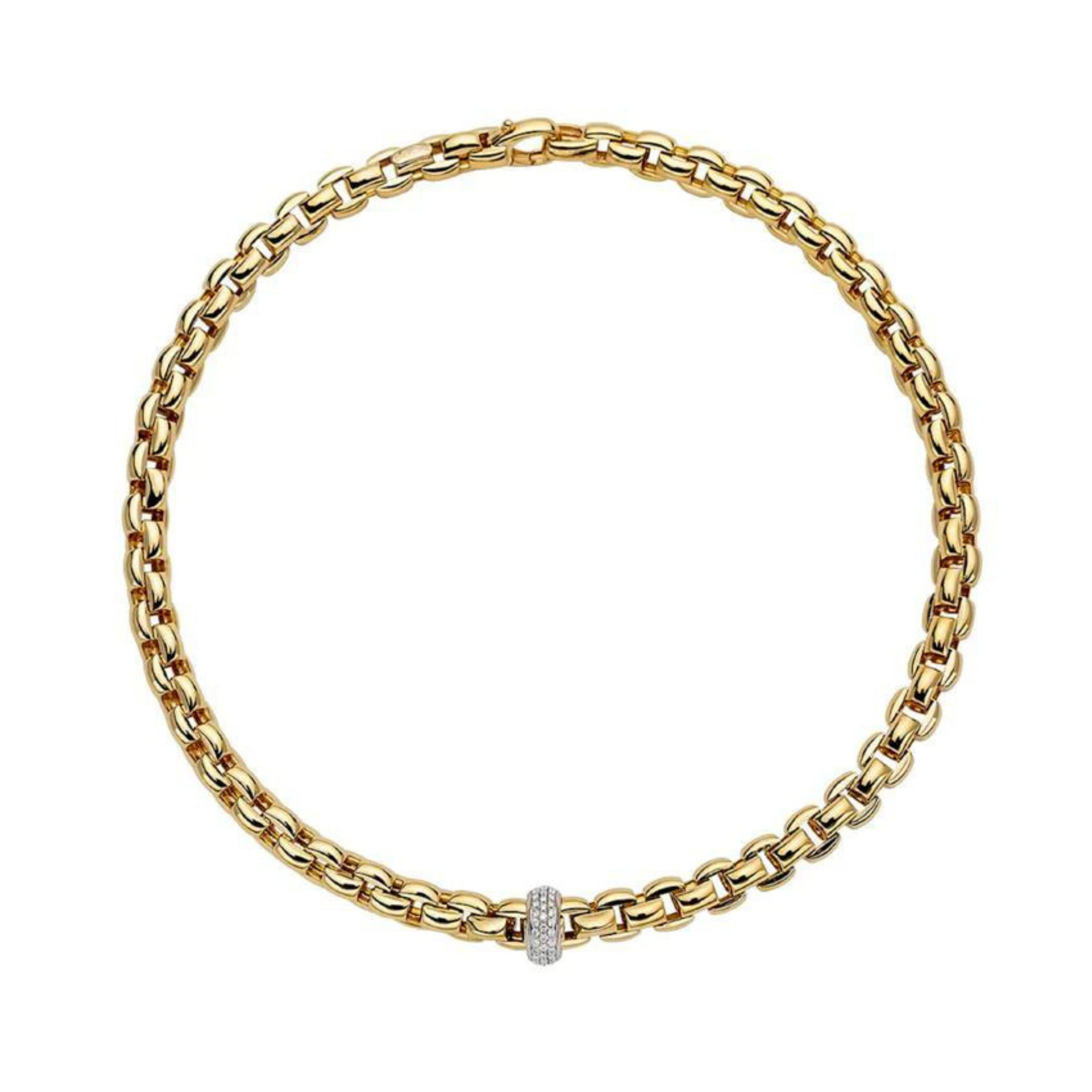 Eka Flex'it 18ct Yellow Gold Necklace With A Grain Set Diamond Rondel