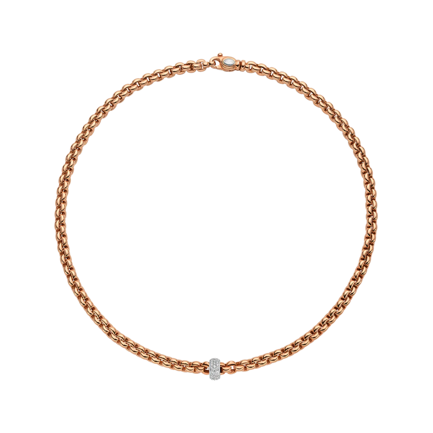 Eka Flex'It 18ct Rose Gold Necklace With A Pavé Diamond Rondel