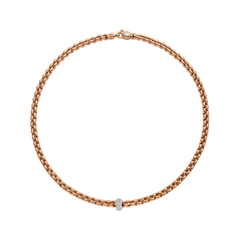 Eka Flex'It 18ct Rose Gold Necklace With A Pavé Diamond Rondel
