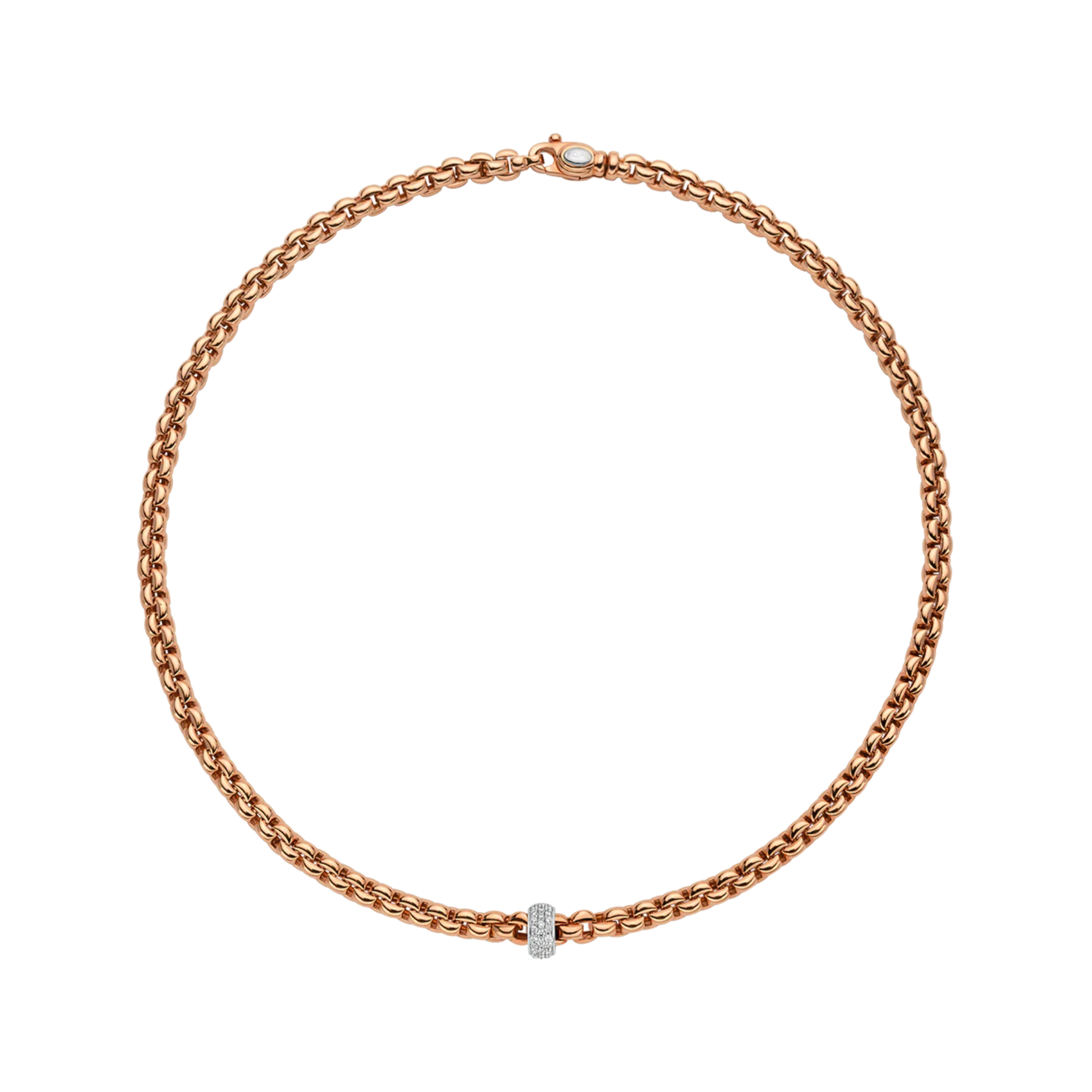 Eka Flex'It 18ct Rose Gold Necklace With A Pavé Diamond Rondel