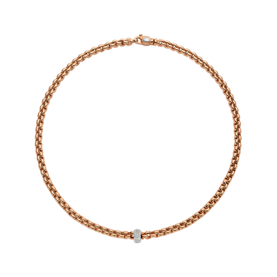 Eka Flex'It 18ct Rose Gold Necklace With A Pavé Diamond Rondel