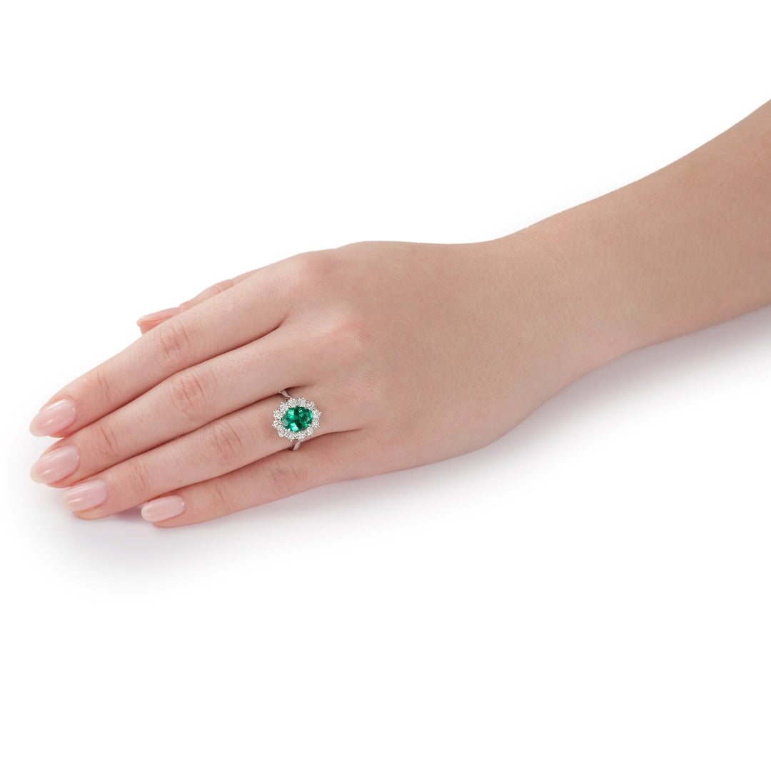 1.68cts Emerald and Diamond Ravello Cluster Ring