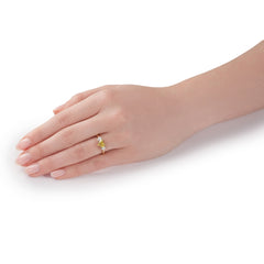 1.41cts Yellow and White Heart Shape Diamond Three Stone Ring