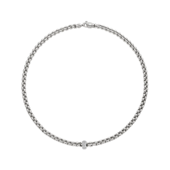 Eka Flex'It 18ct White Gold Necklace With A Pavé Diamond Rondel