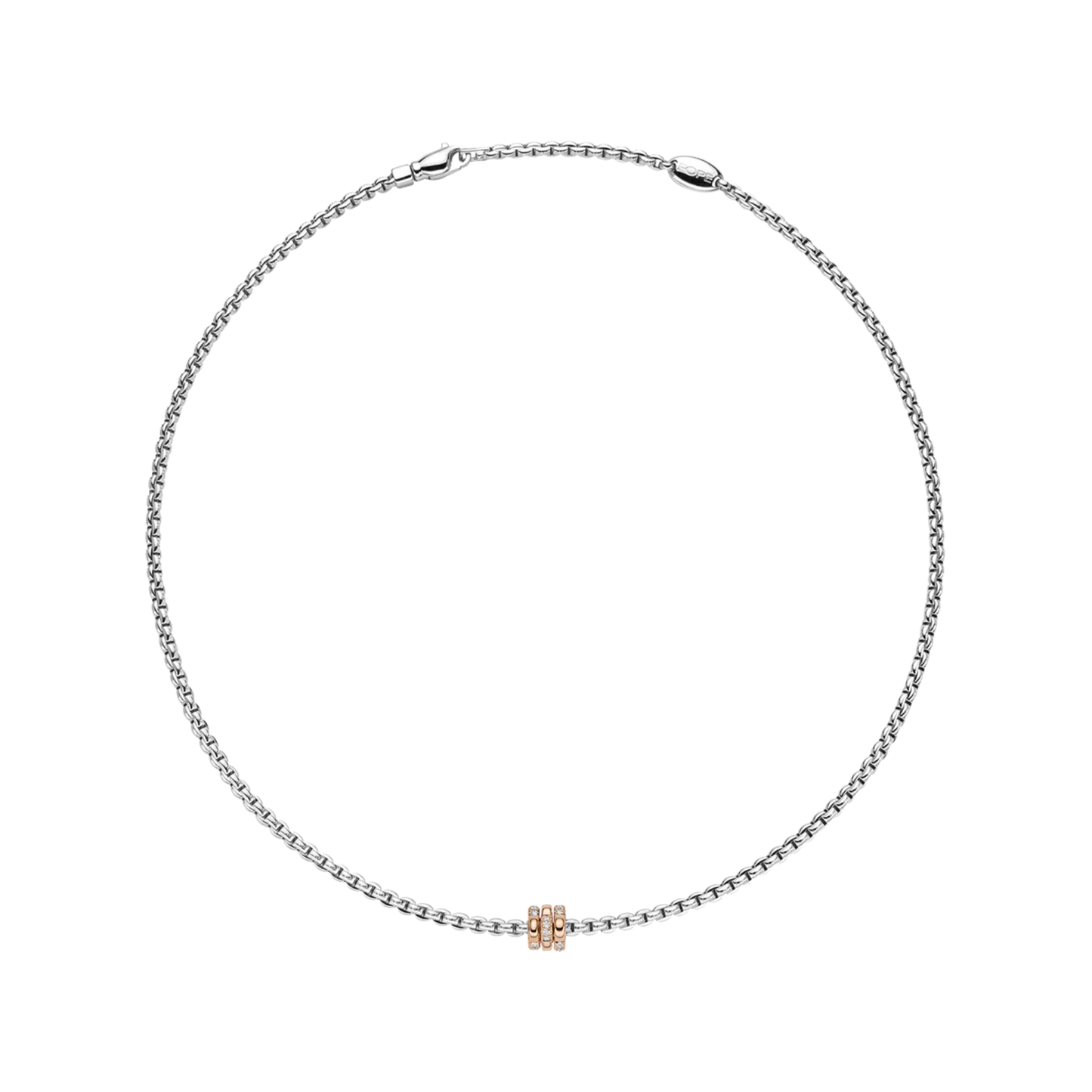 Eka Flex'It 18ct White Gold Necklet With Three Pavé Diamond Rondels