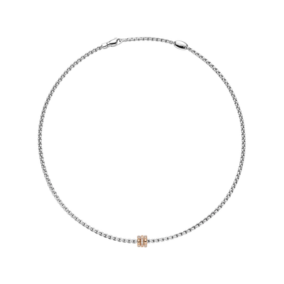 Eka Flex'It 18ct White Gold Necklet With Three Pavé Diamond Rondels
