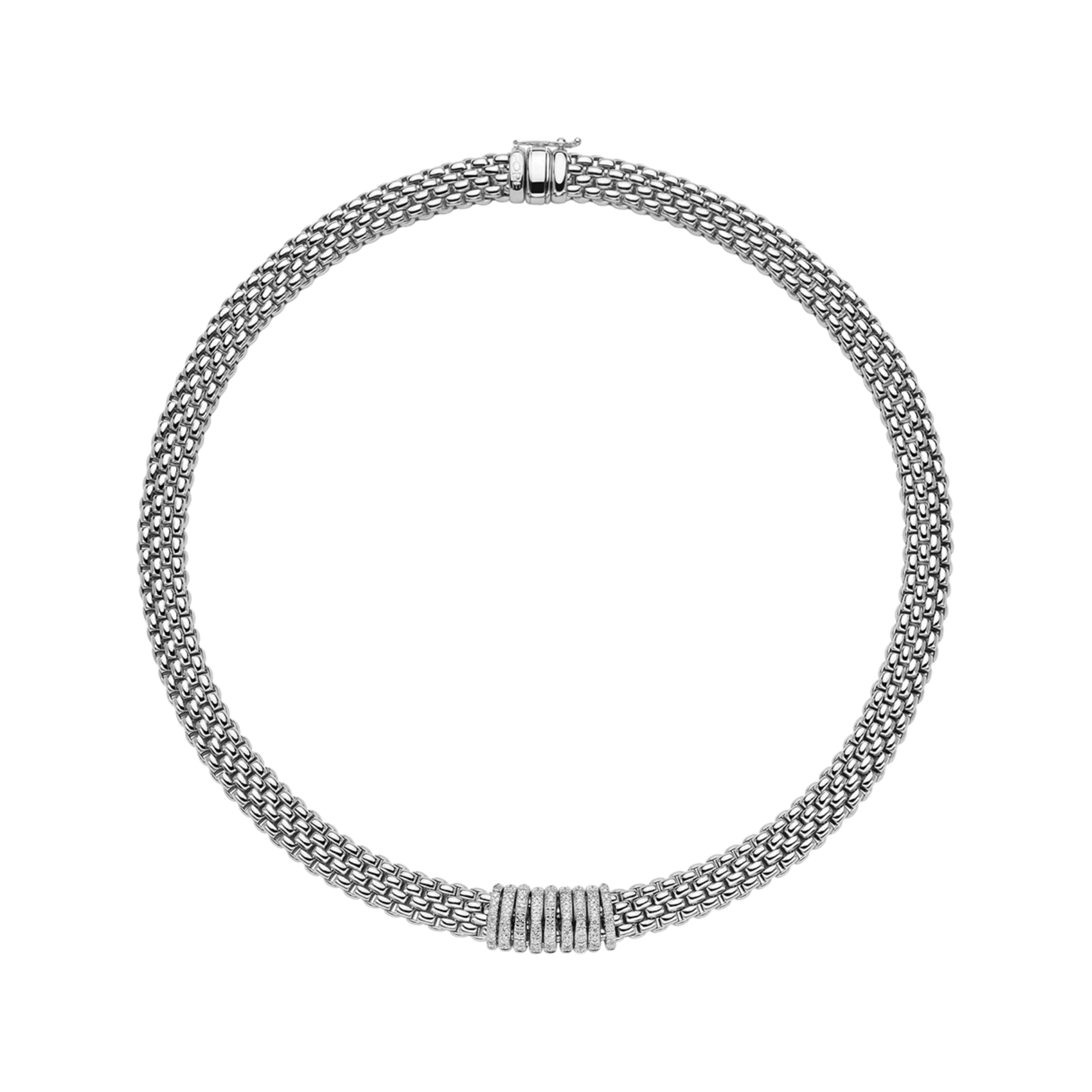 Panorama Flex'It 18ct White Gold Necklet With Diamond Set Rondels