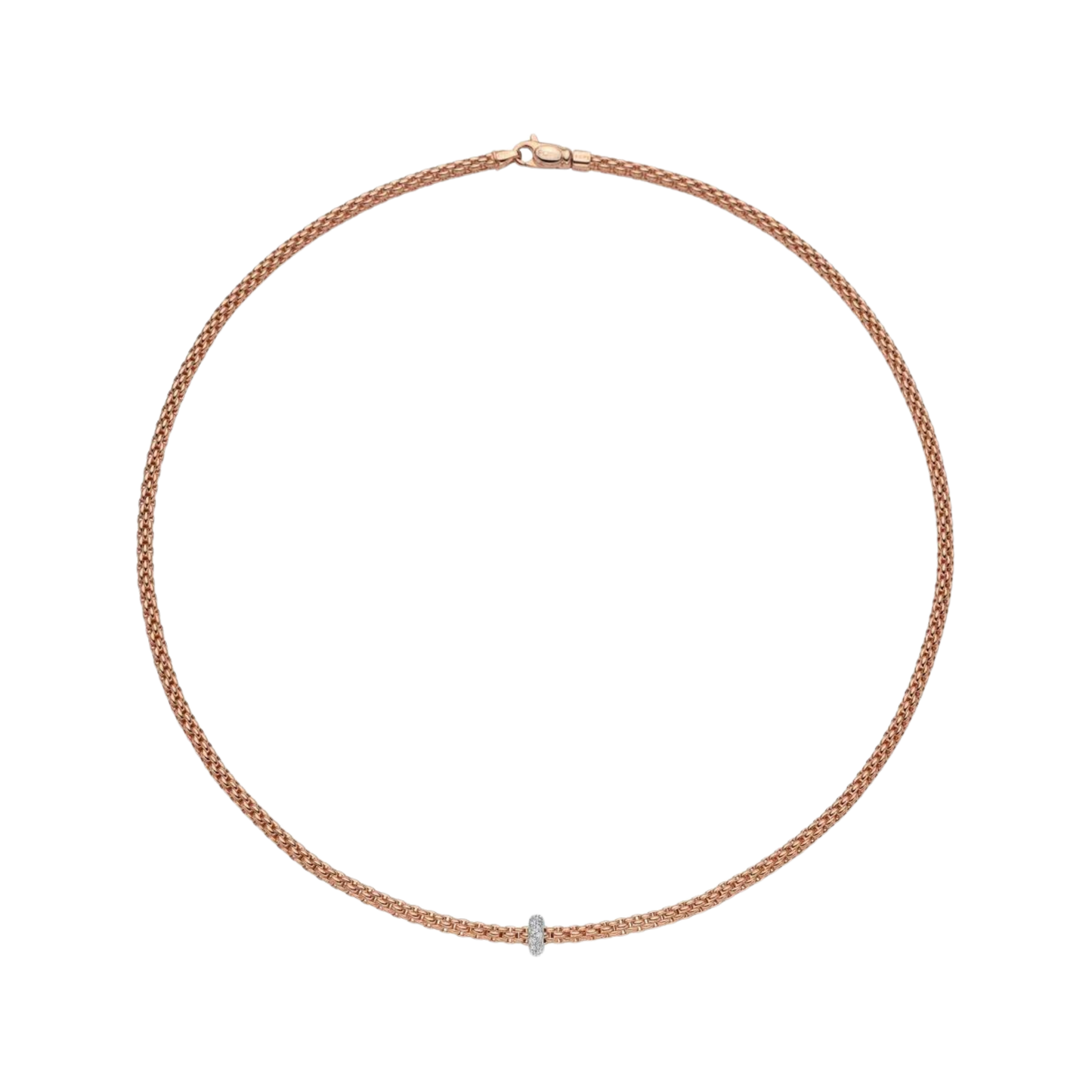 Prima Flex'it 18ct Rose Gold Necklace With A Grain Set Diamond Set Rondel
