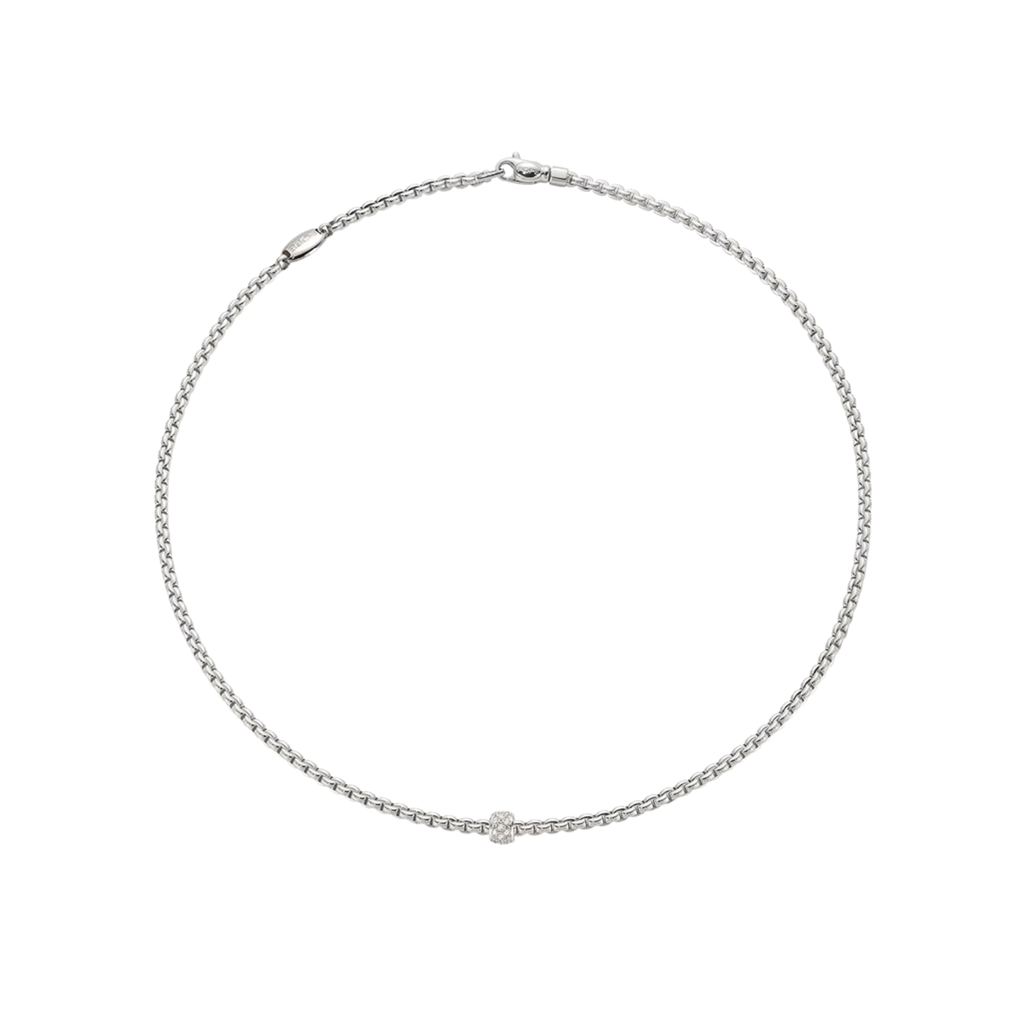 Eka 18ct White Gold Necklace With A Grain Set Diamond Rondel