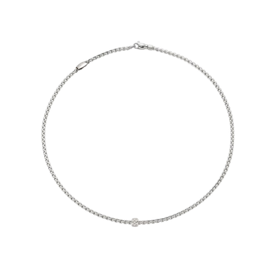 Eka 18ct White Gold Necklace With A Grain Set Diamond Rondel