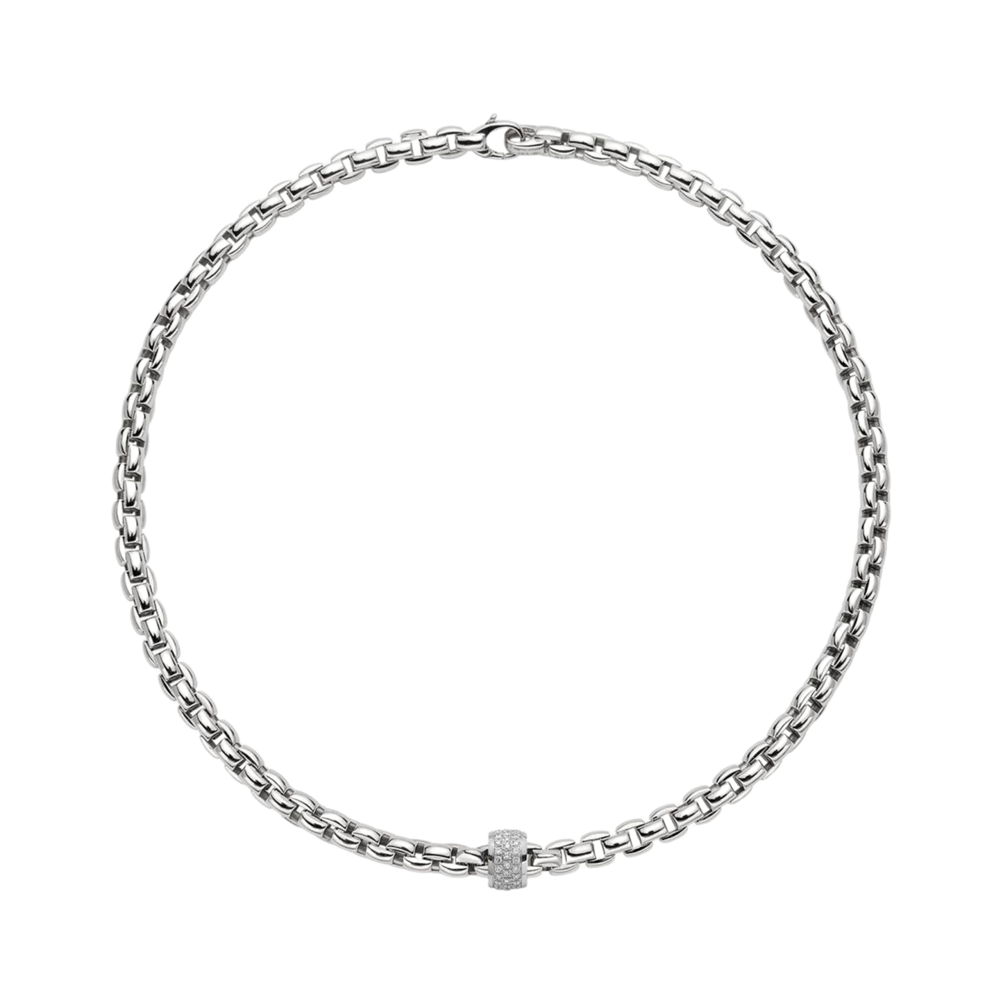 Eka 18ct White Gold Necklace With A Grain Set Diamond Rondel