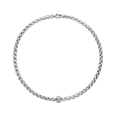 Eka 18ct White Gold Necklace With A Grain Set Diamond Rondel