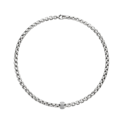 Eka 18ct White Gold Necklace With A Grain Set Diamond Rondel