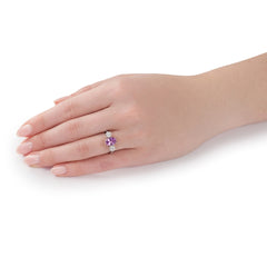 Pink Sapphire and Diamond Three Stone Ring