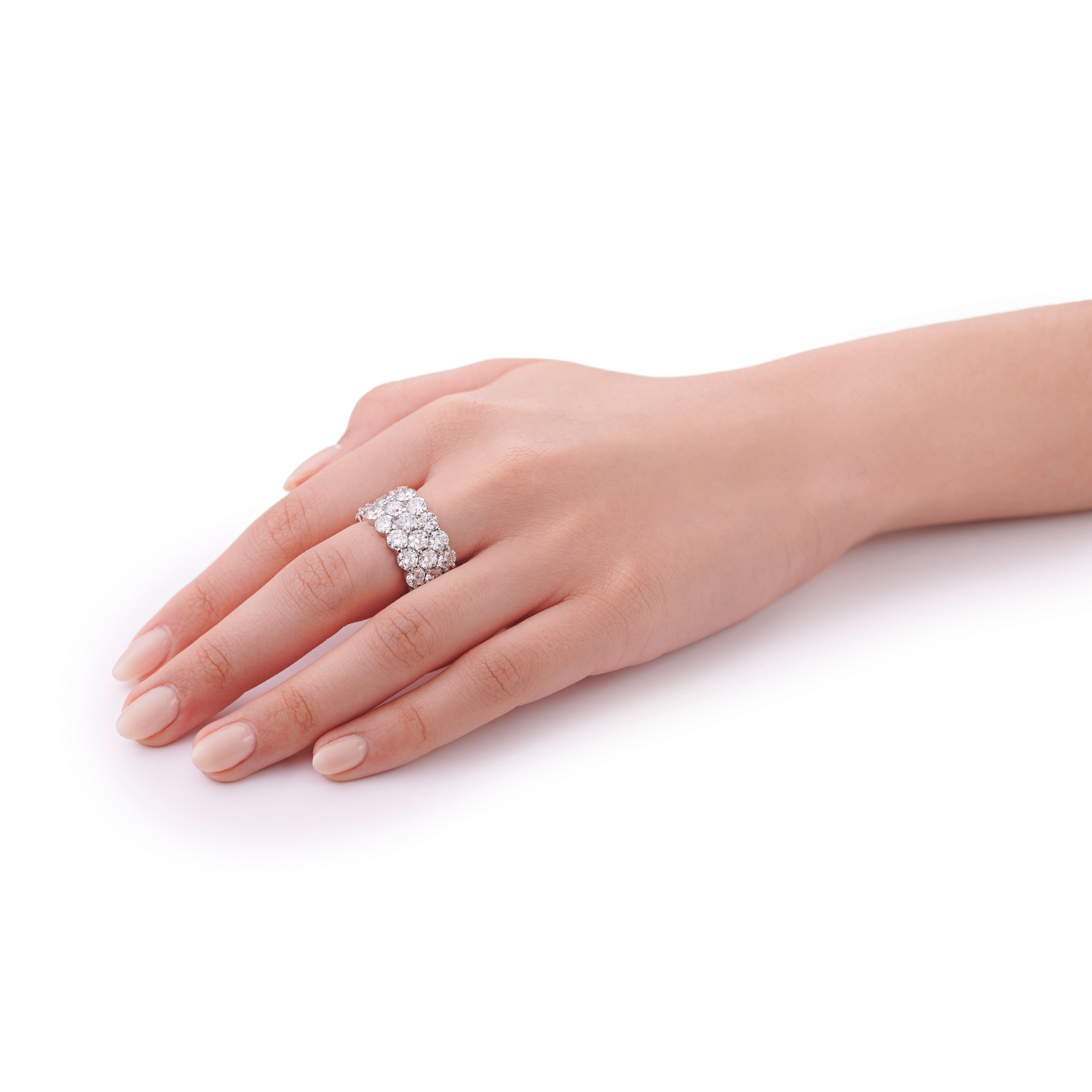 14.75cts Diamond Three Row Wave Full Eternity Ring