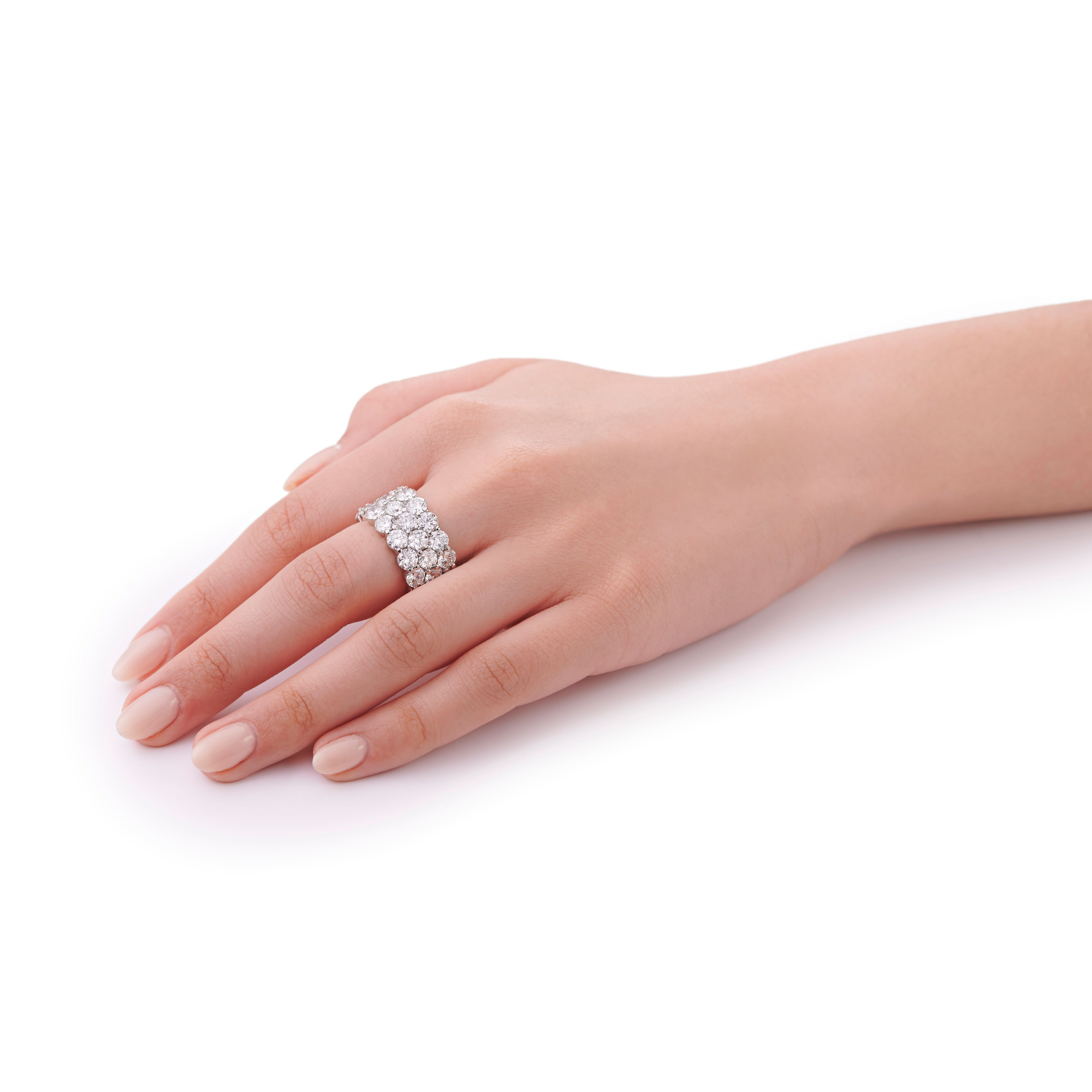 14.75cts Diamond Three Row Wave Full Eternity Ring