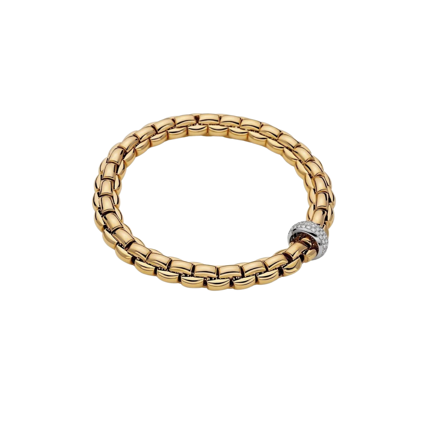 Eka Flex'it 18ct Yellow Gold Bracelet With A Grain Set Diamond Rondel