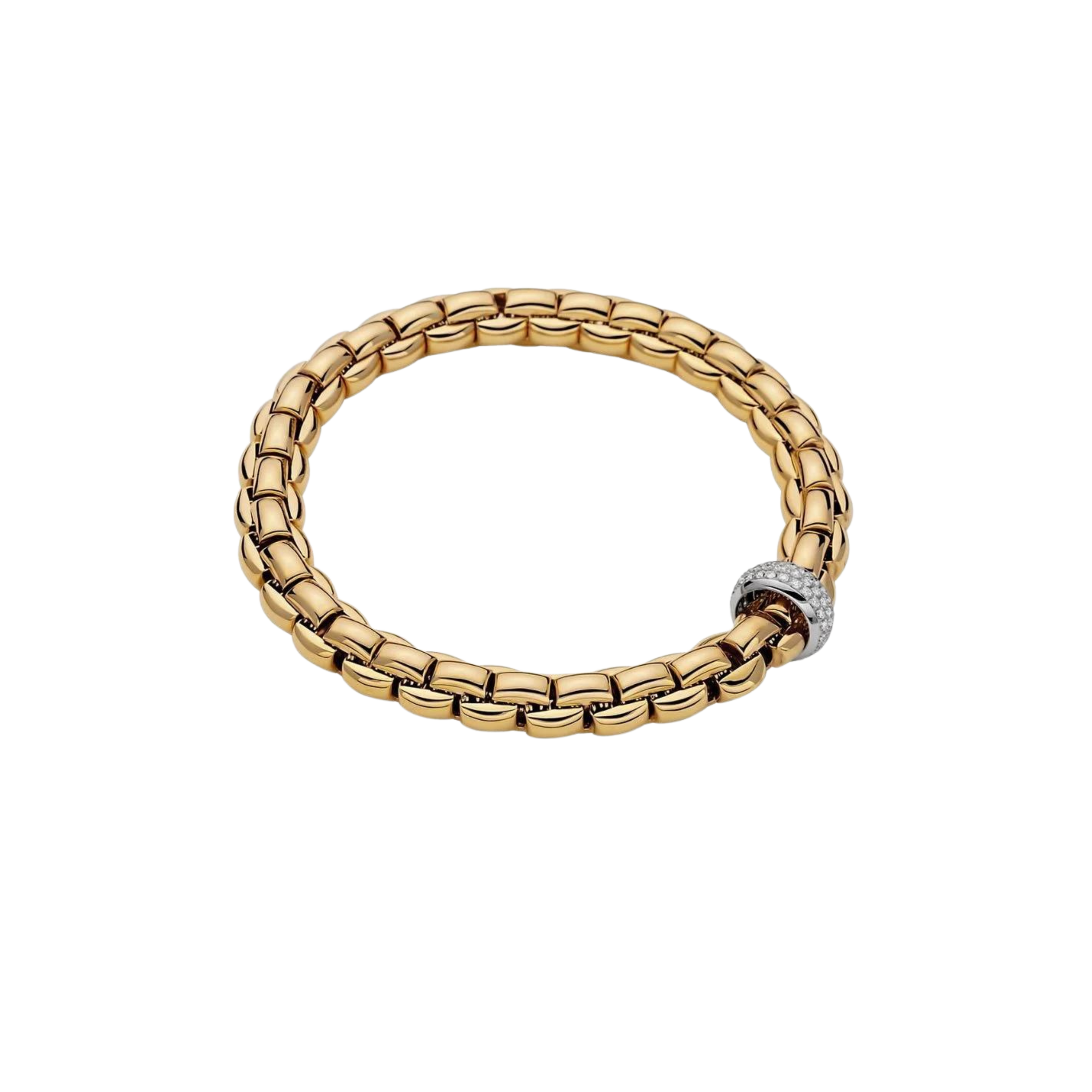 Eka Flex'it 18ct Yellow Gold Bracelet With A Grain Set Diamond Rondel