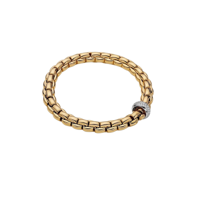 Eka Flex'it 18ct Yellow Gold Bracelet With A Grain Set Diamond Rondel