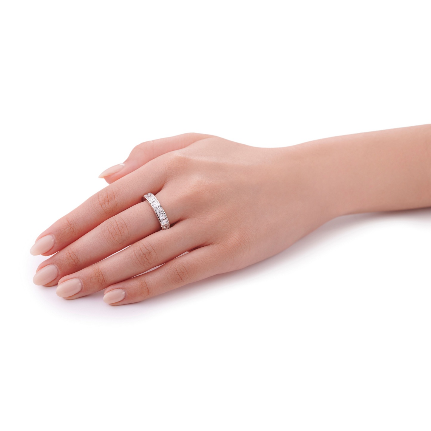 5.10cts Square Emerald Cut Diamond Full Eternity Ring