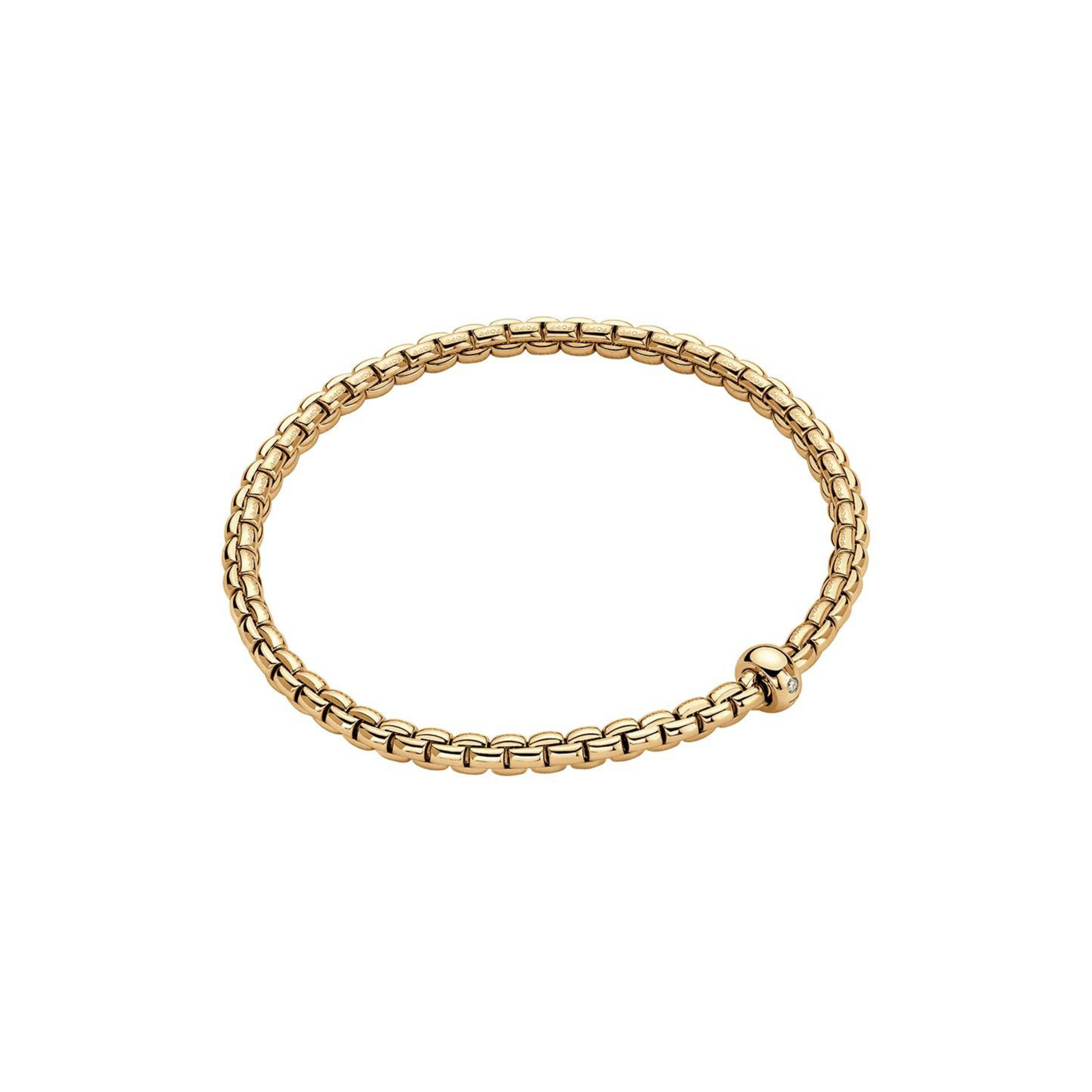 Eka Flex'it 18ct Yellow Gold Bracelet With A Diamond Set Rondel