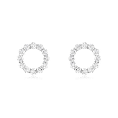 Platinum Round Brilliant Cut Diamond Circle Stud Earrings 1.46cts (total)