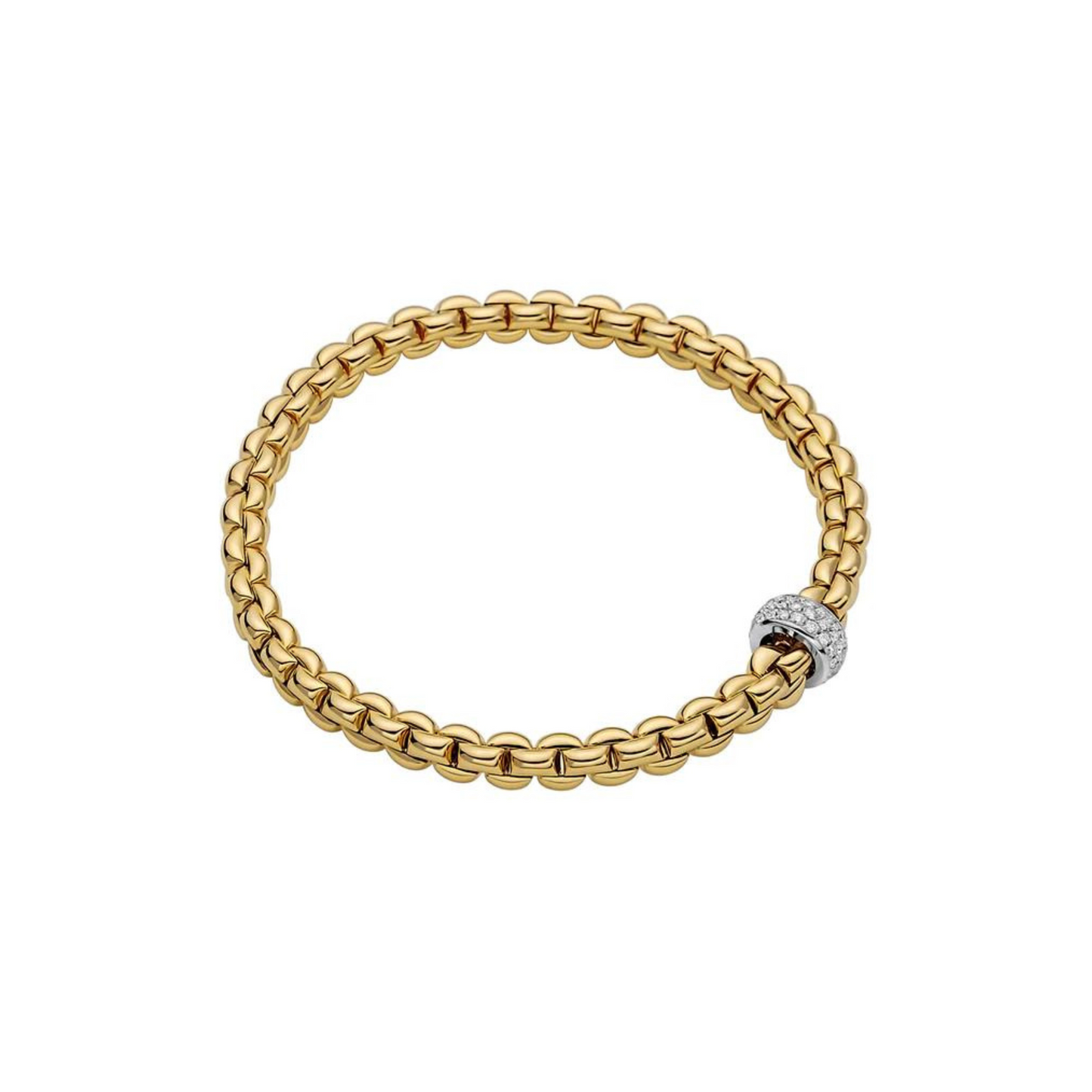 Eka Flex'it 18ct Yellow Gold Bracelet With A Grain Set Diamond Rondel