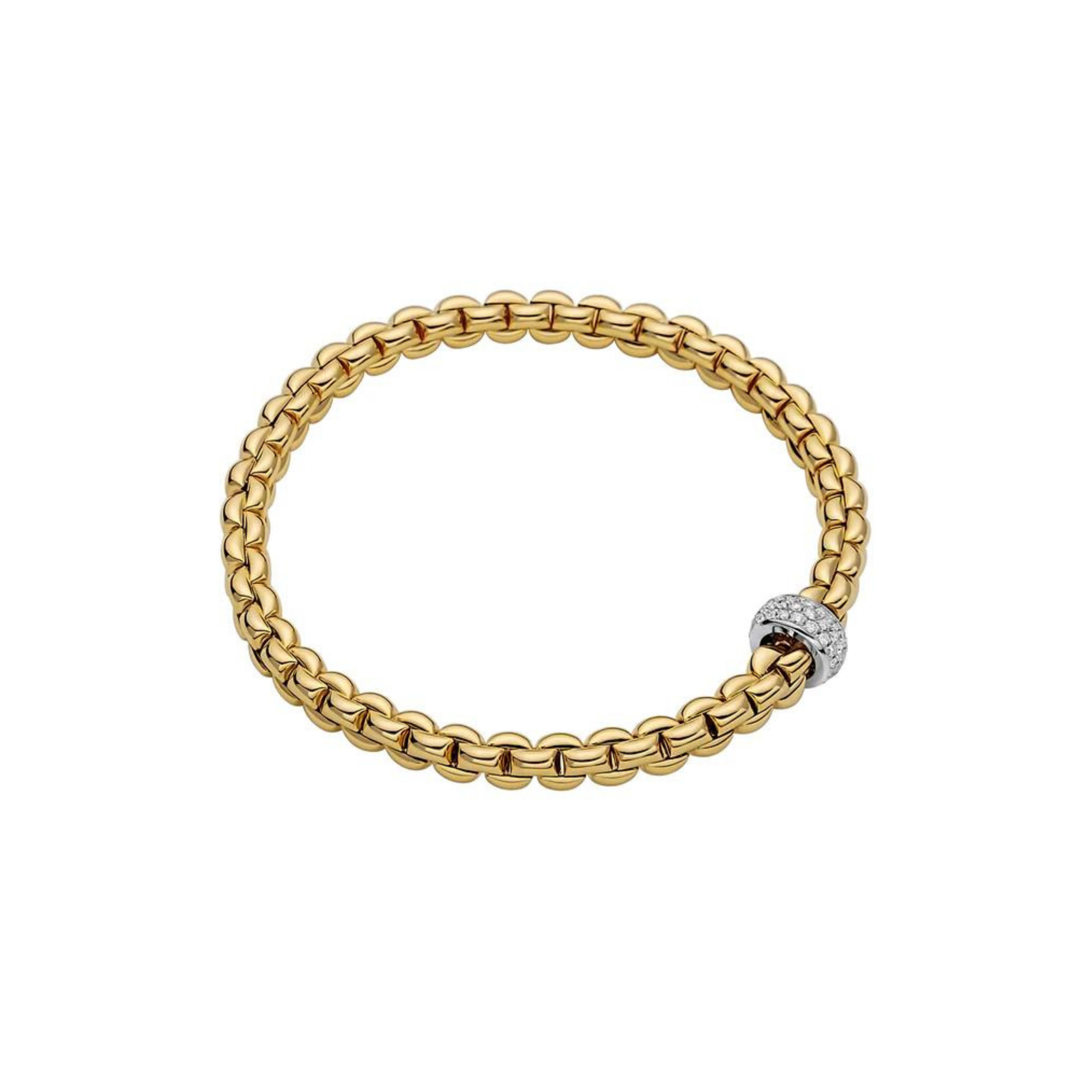 Eka Flex'it 18ct Yellow Gold Bracelet With A Grain Set Diamond Rondel