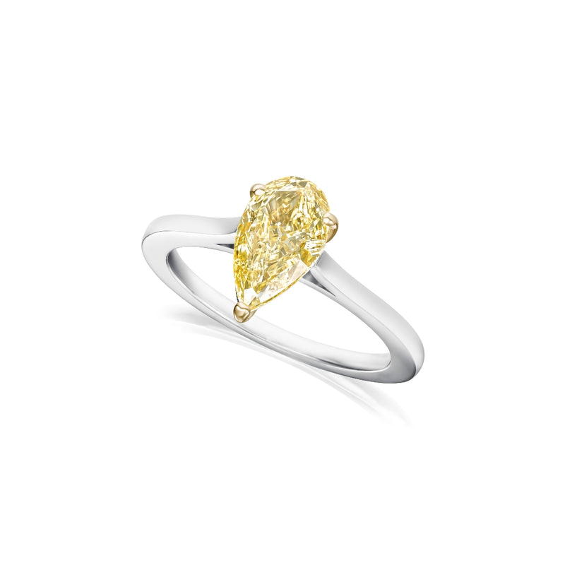 1.60cts Pear-Cut Yellow Diamond Solitaire Ring