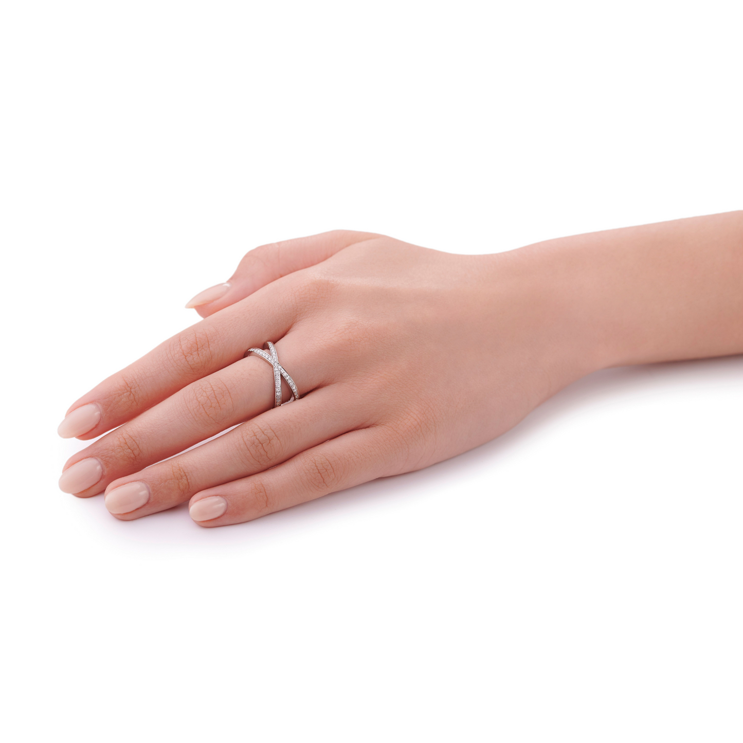Skyline Collection Diamond Set Crossover Platinum Ring