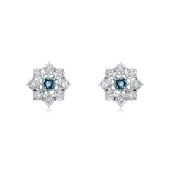 Aquamarine and Diamond Cluster Earrings